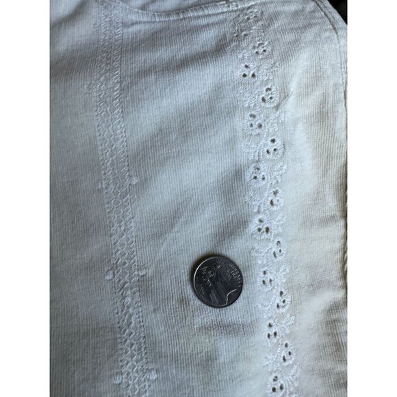 Womyn Pants Women's Thin Corduroy Size 16 Eyelet Cutouts 5 Pocket Cream NEW - Picture 8 of 10